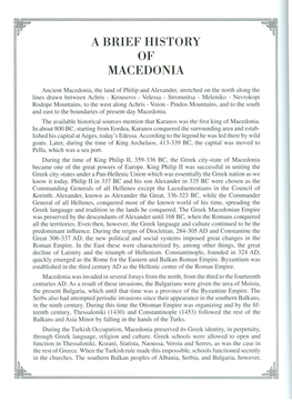 A Brief History of Macedonia