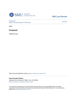 SMU Law Review Foreword