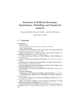 Advances in Political Economy: Institutions, Modelling and Empirical Analysis