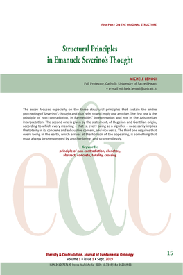 Structural Principles in Emanuele Severino's Thought