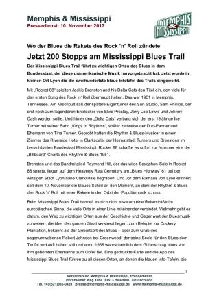 Jetzt 200 Stopps Am Mississippi Blues Trail