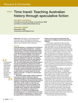 Time Travel: Teaching Australian History Through Speculative Fiction