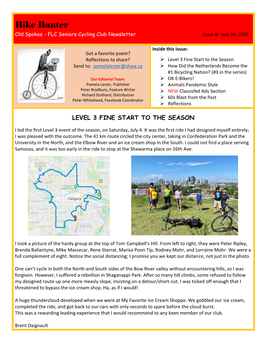 Bike Banter Old Spokes - FLC Seniors Cycling Club Newsletter Issue 8– July 20, 2020