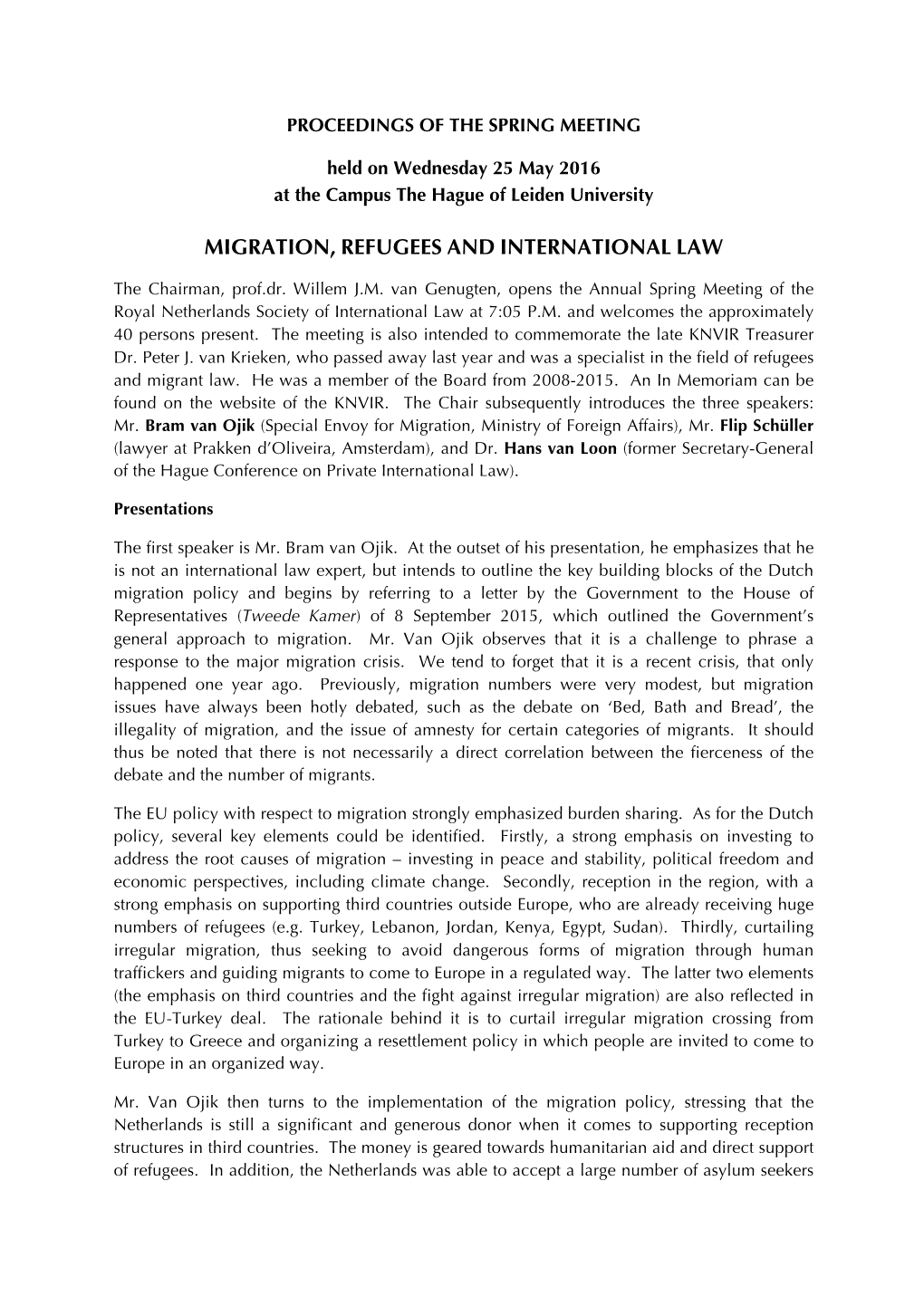 Migration, Refugees and International Law