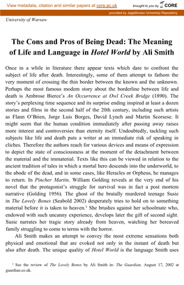 The Meaning of Life and Language in Hotel World by Ali Smith