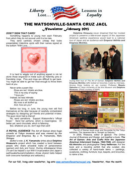 THE WATSONVILLE-SANTA CRUZ JACL Newsletter February 2013