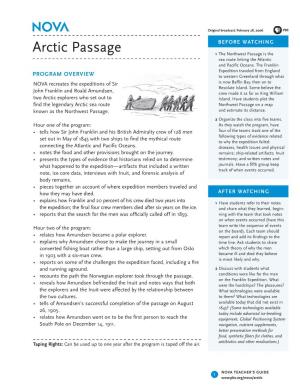 Arctic Passage 1 the Northwest Passage Is the Sea Route Linking the Atlantic and Pacific Oceans