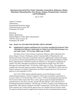 Attorneys General of New York, Colorado, Connecticut, Delaware, Maine, Maryland, Massachusetts, New Jersey, Oregon, Pennsylvania