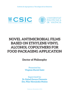 Novel Antimicrobial Films Based on Ethylene-Vinyl Alcohol Copolymers for Food Packaging Application