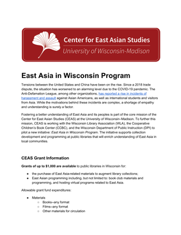 East Asia in Wisconsin Program