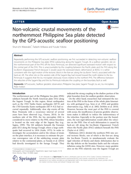 Non-Volcanic Crustal Movements of the Northernmost Philippine Sea