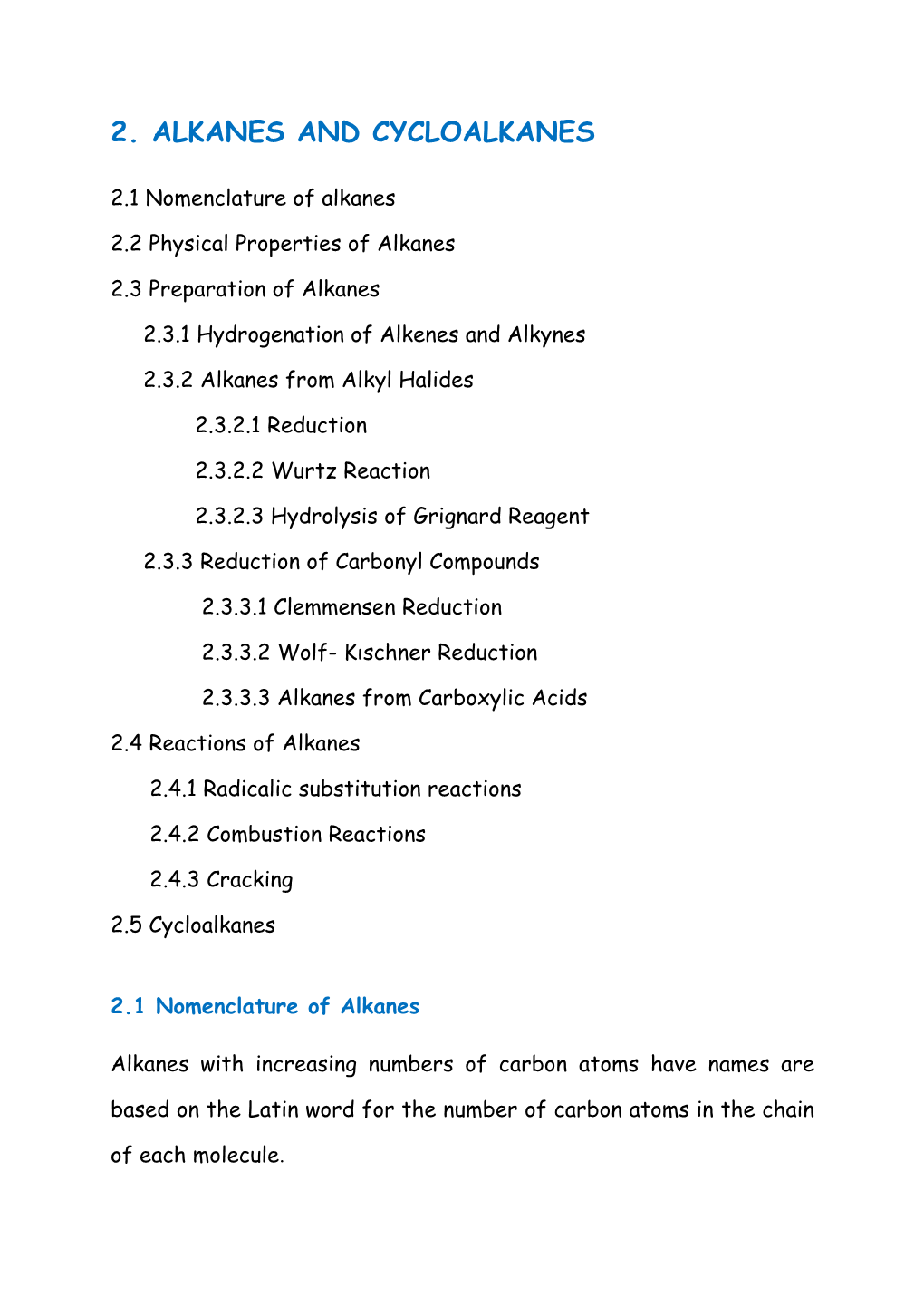 2. Alkanes and Cycloalkanes