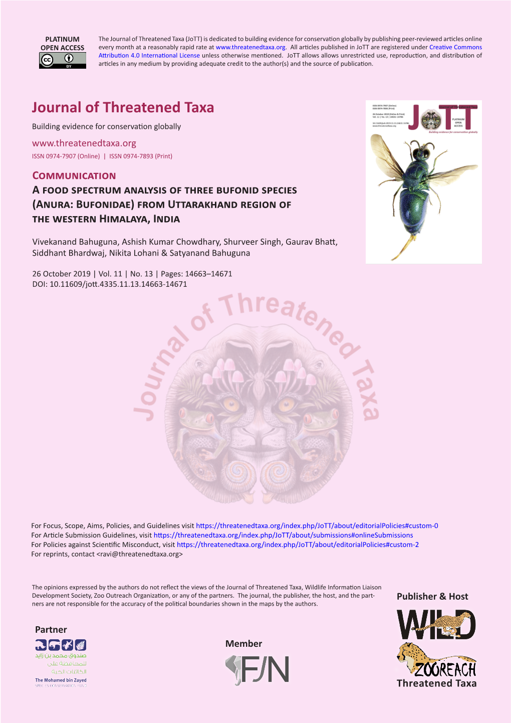 Journal of Threatened Taxa