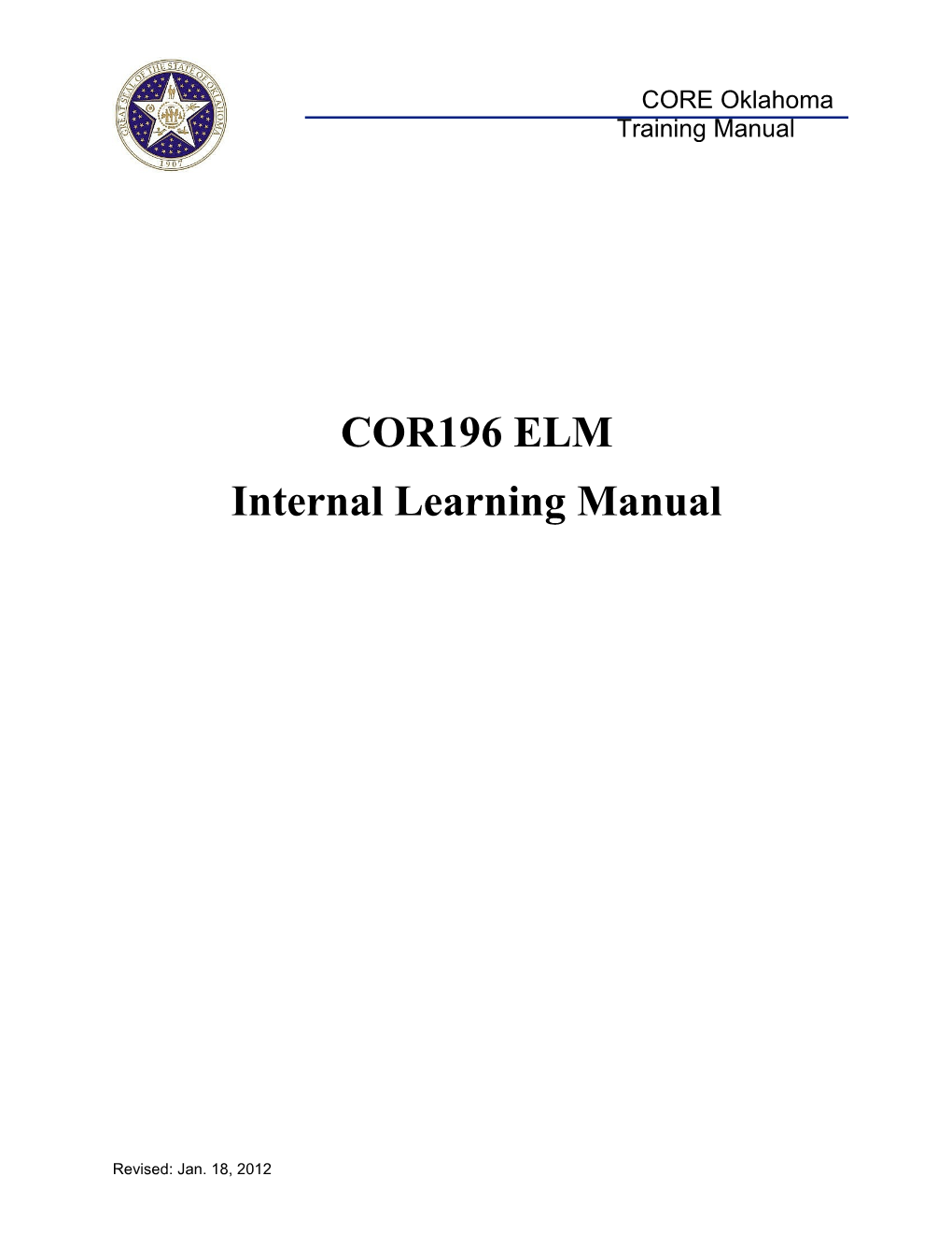 COR196 ELM Internal Learning Manual