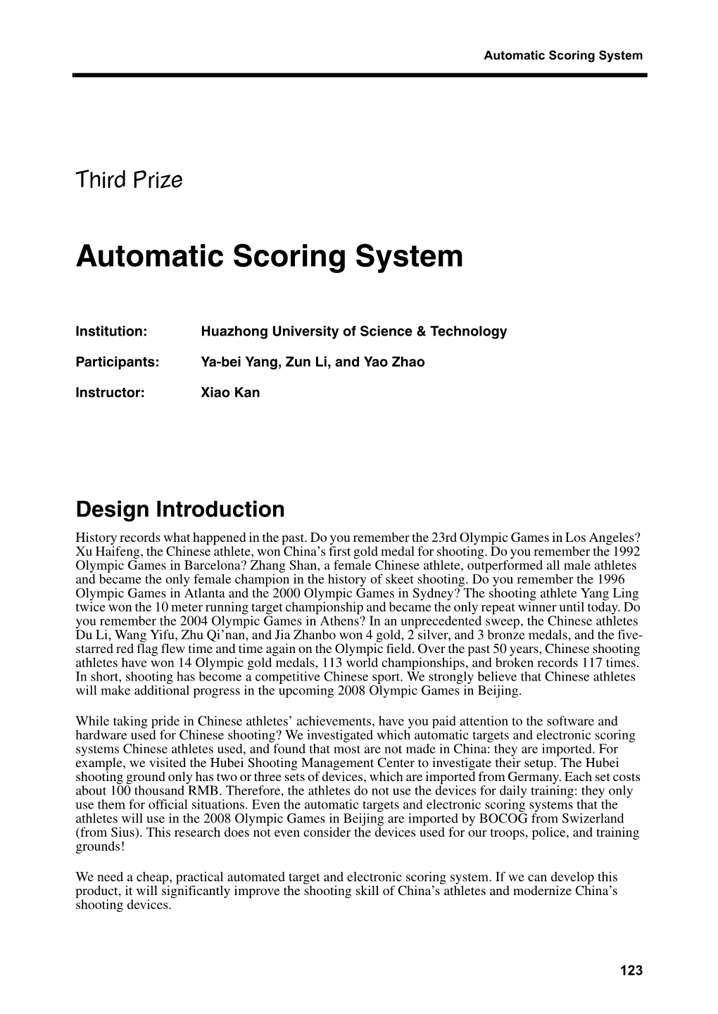 Automatic Scoring System