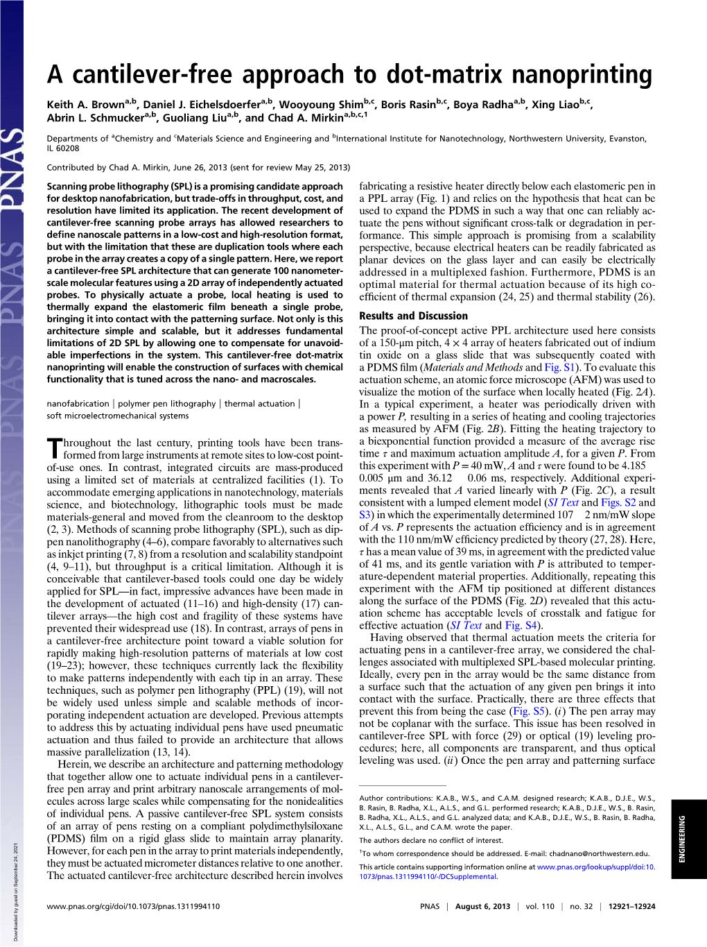 A Cantilever-Free Approach to Dot-Matrix Nanoprinting