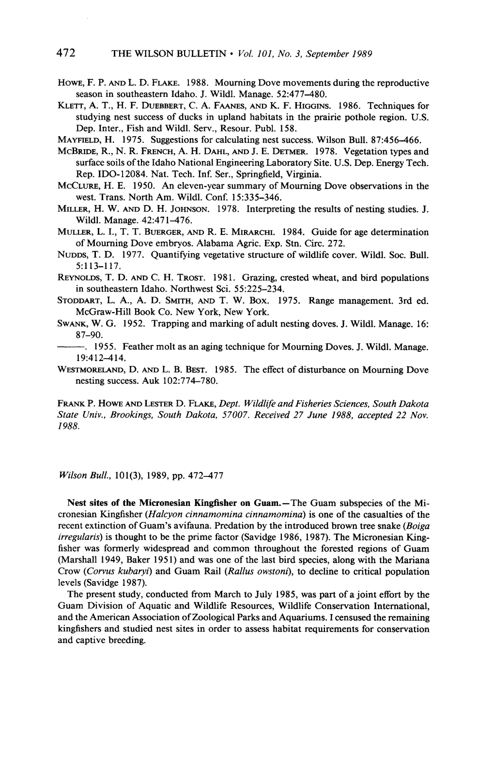 Nest Sites of the Micronesian Kingfisher on Guam