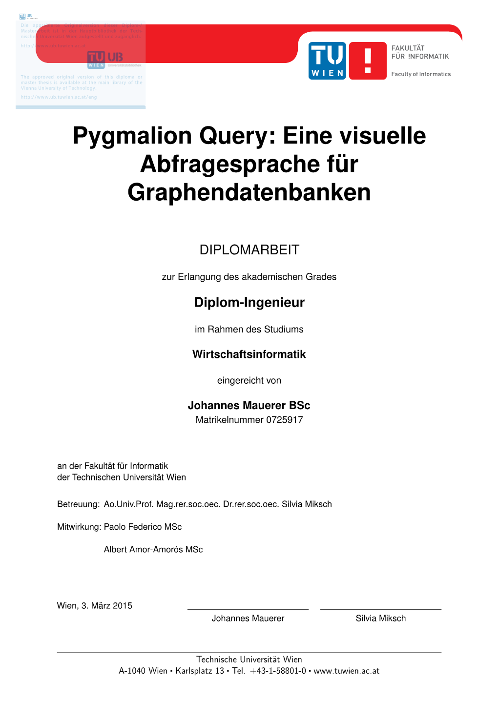 Pygmalion Query: Eine Visuelle Abfragesprache Für Graphendatenbanken