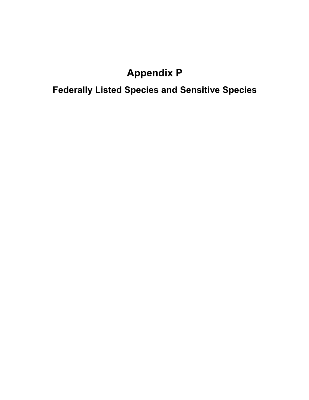 Federally Listed Species and Sensitive Species