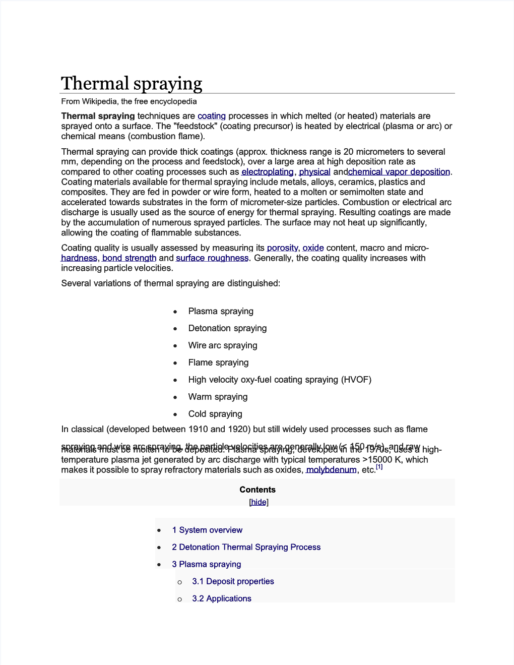 Thermal Spraying
