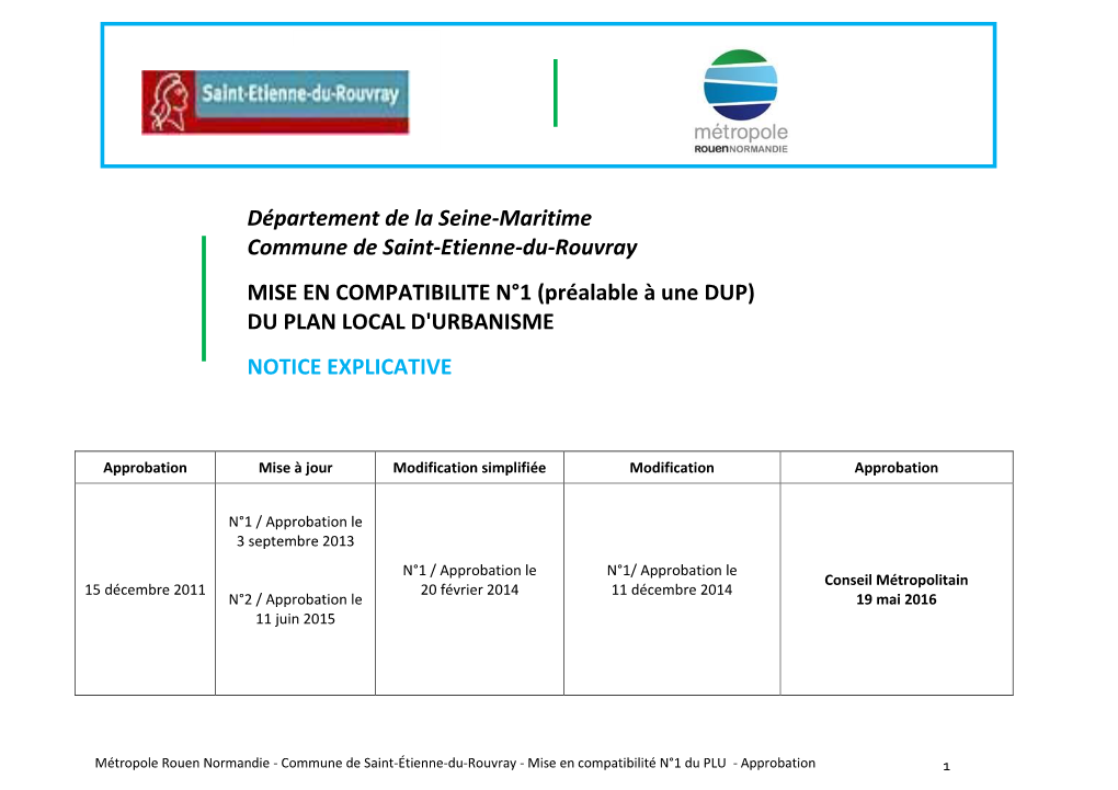 Département De La Seine-Maritime Commune De Saint-Etienne-Du-Rouvray MISE EN COMPATIBILITE