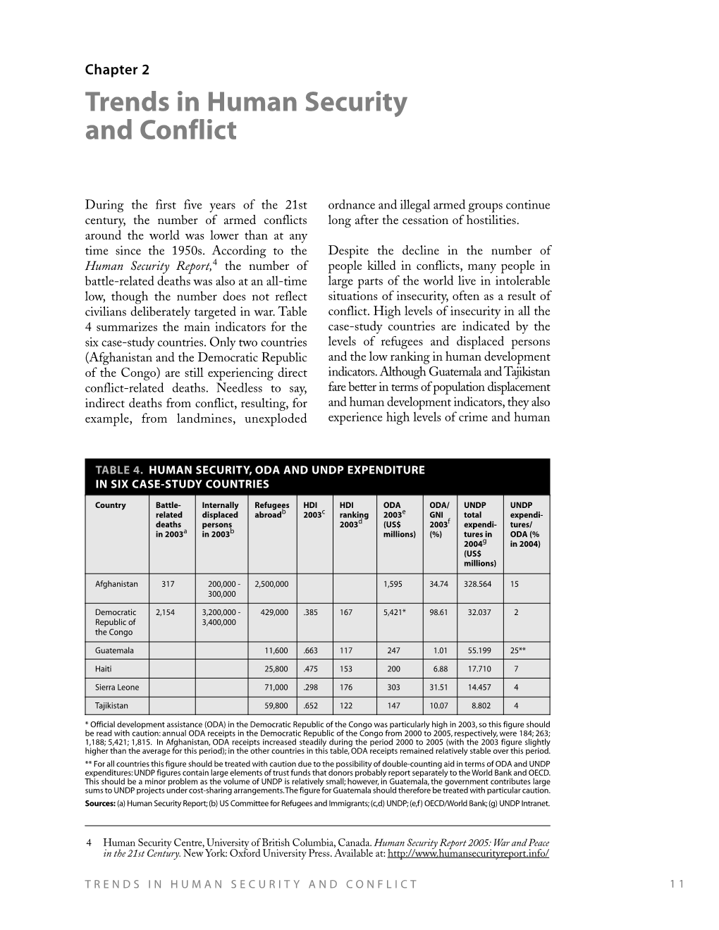 Trends in Human Security and Conflict