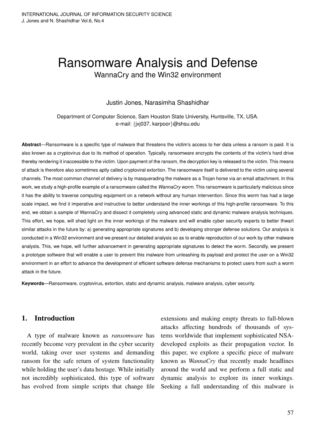 Ransomware Analysis and Defense Wannacry and the Win32 Environment