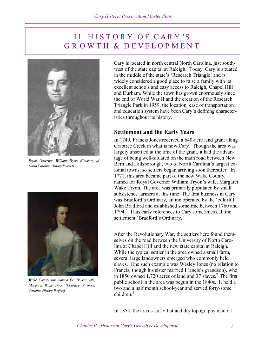 Ii. History of Cary's Growth & Development