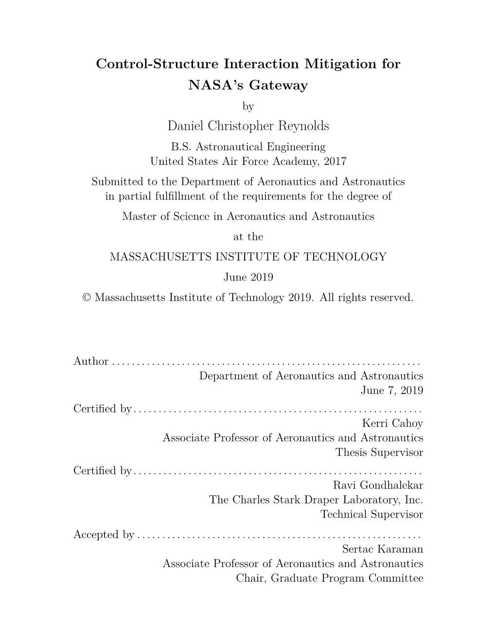 Control-Structure Interaction Mitigation for NASA's Gateway Daniel