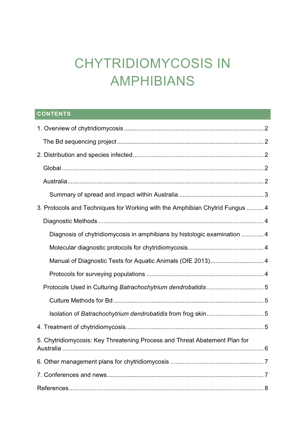 Chytridiomycosis in Amphibians