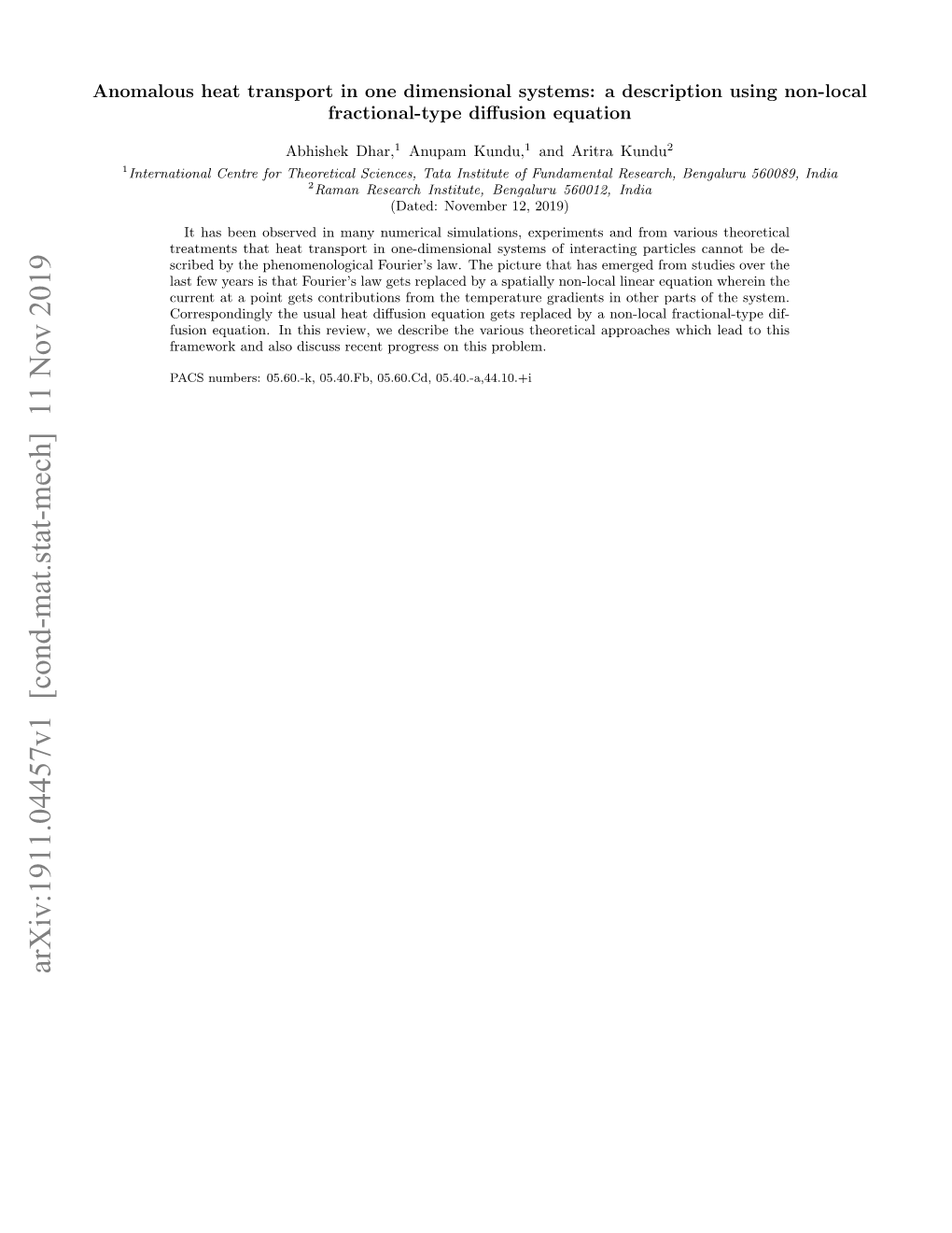 Anomalous Heat Transport in One Dimensional Systems: a Description Using Non-Local Fractional-Type Diﬀusion Equation