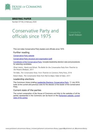 Conservative Party Leaders and Officials Since 1975