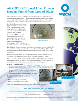 AGRUFLEX™ Tunnel Liner Protects Koralm Tunnel from Ground Water