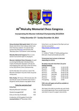 46 Mulcahy Memorial Chess Congress