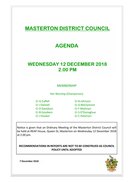 Masterton District Council Agenda