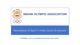 Resumption of Sport in India Covid-19 Scenario