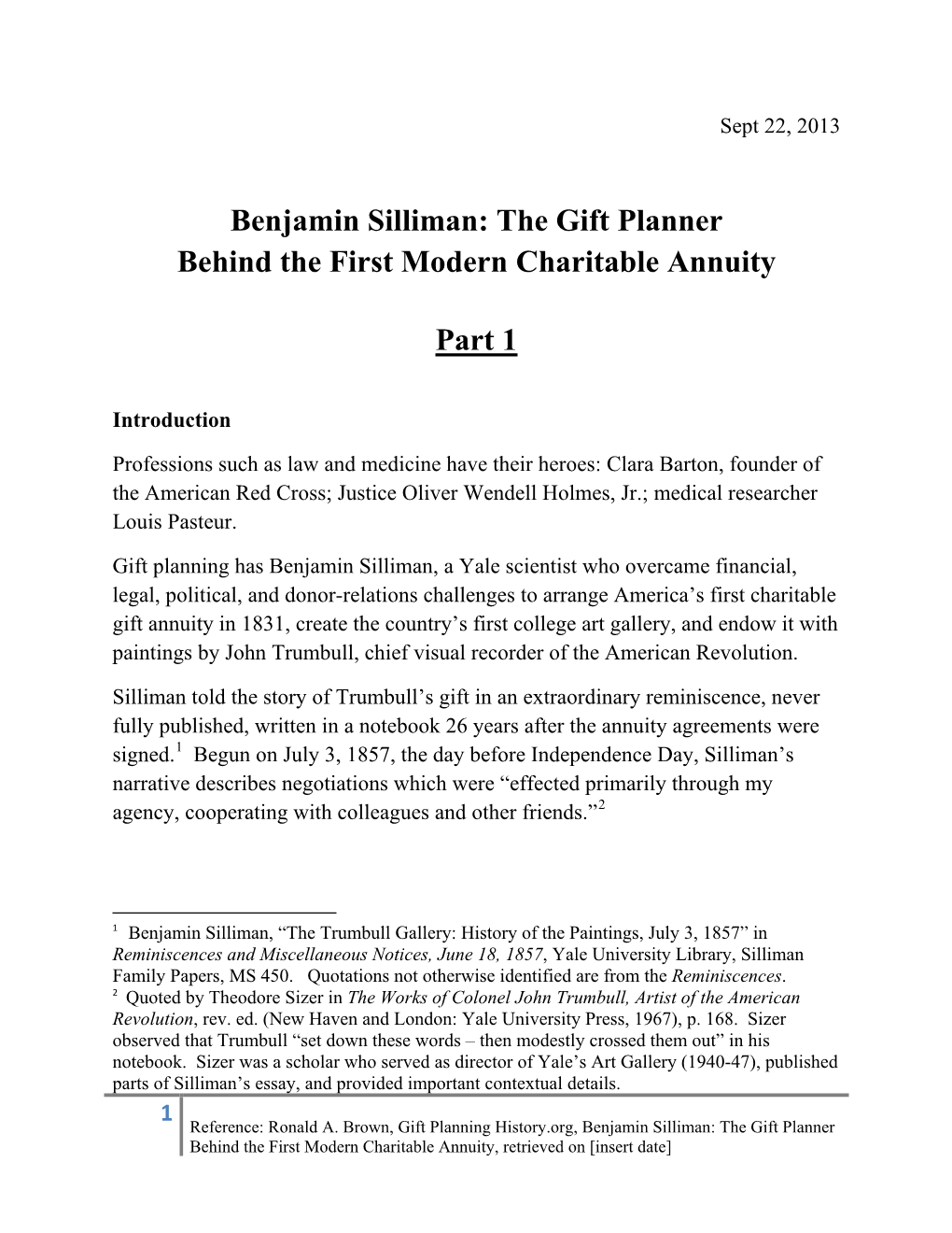 Benjamin Silliman: the Gift Planner Behind the First Modern Charitable Annuity