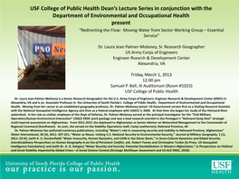 USF College of Public Health Dean's Lecture Series in Conjunction With
