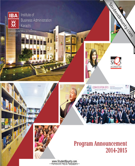 Program Announcement 2014-2015 Milestones in the Journey of Excellence
