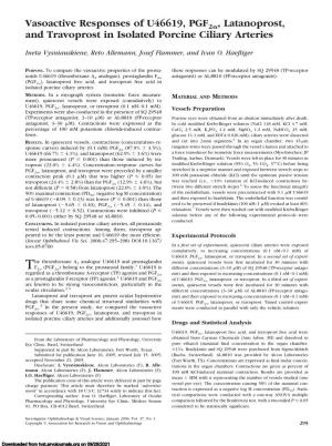 Vasoactive Responses of U46619, PGF2 , Latanoprost, and Travoprost