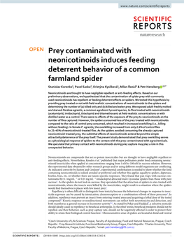 Prey Contaminated with Neonicotinoids Induces Feeding