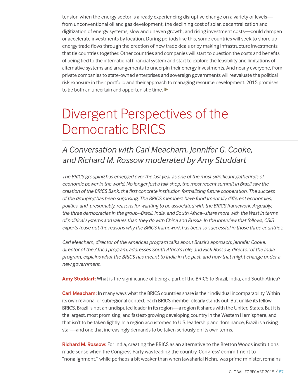 Divergent Perspectives of the Democratic BRICS