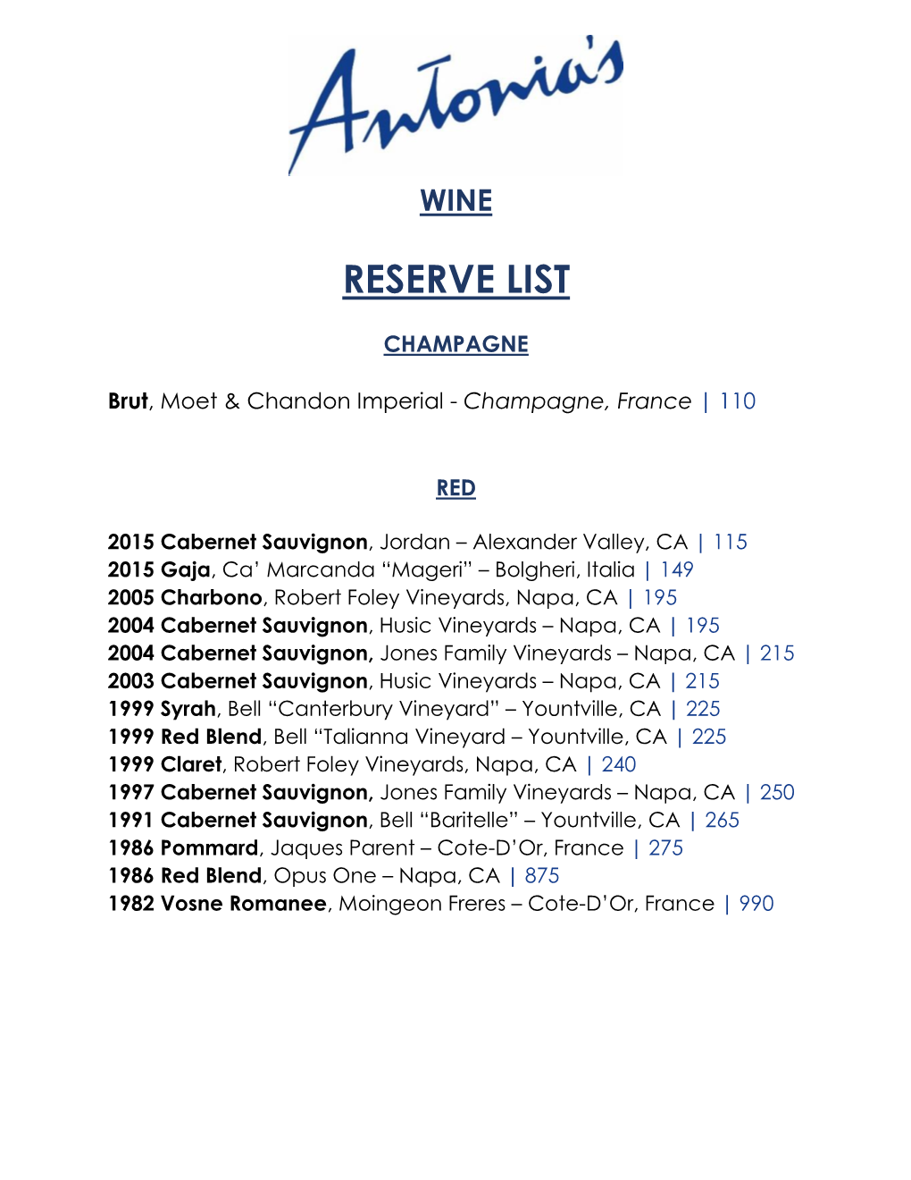 Reserve List