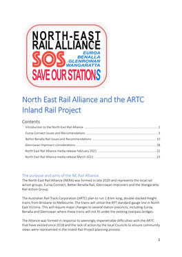 North East Rail Alliance and the ARTC Inland Rail Project Contents 1 Introduction to the North East Rail Alliance