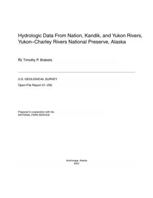 Hydrologic Data from Nation, Kandik, and Yukon Rivers, Yukon–Charley Rivers National Preserve, Alaska