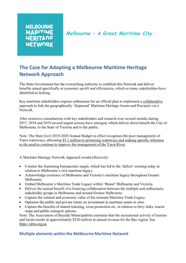 The Case for Adopting a Melbourne Maritime Heritage Network Approach