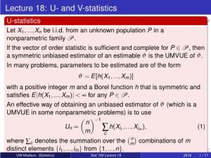 Stat 709: Mathematical Statistics Lecture 30