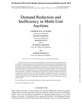 Demand Reduction and Inefficiency in Multi-Unit Auctions