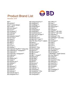 Product Brand List November, 2015