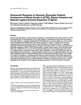 Gonosomal Mosaicism in Myotonic Dystrophy Patients
